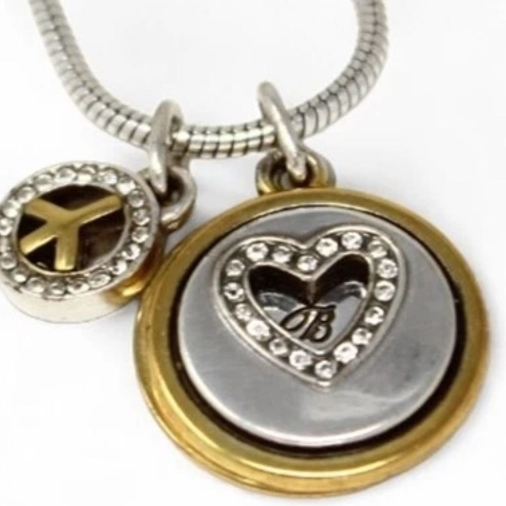 Brighton B Happy Two Tone Peace Heart Pendant Necklace 1843 - Picture 9 of 9